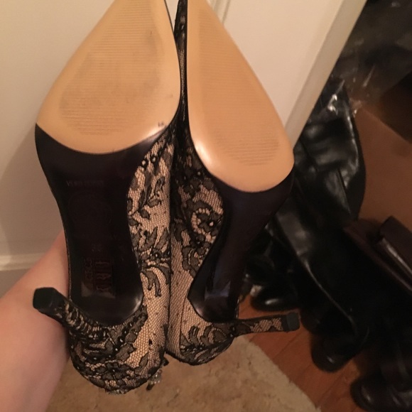 Vintage Versace Leather and Lace Heeled Booties